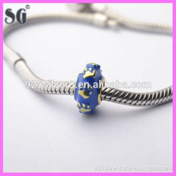Bulk buy from china 18K Plating Handprints Blue Enamel Silver Charms Fits For European Bracelets & Necklaces& Pendants